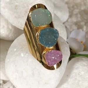 🛍✨NATURAL GOLD PLATED DRUZY RING🛍✨